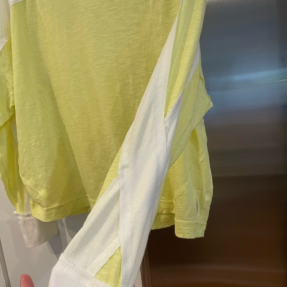 Free People All About It XS Yellow and White Long Sleeve T-shirt - Picture 3 of 8
